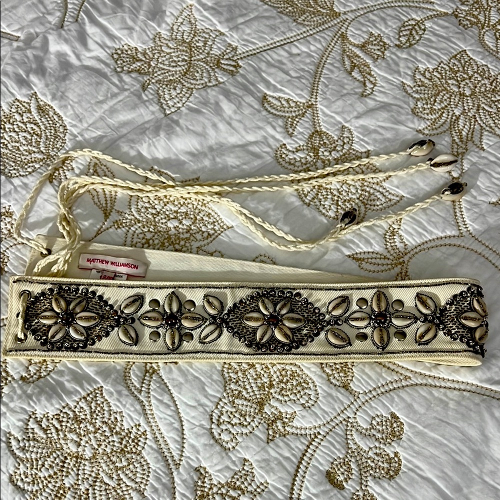 Matthew Williamson Ivory Embellished Belt 8-10 or 31 inches